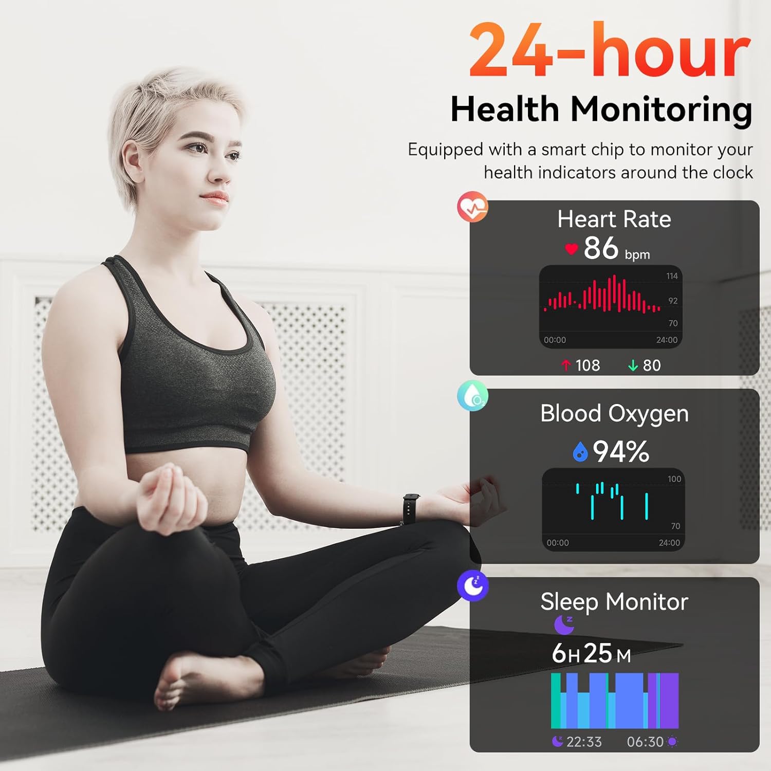 Smart Watch with Alexa Built-In, 1.83" HD Touchscreen, Bluetooth Calling Fitness Tracker, Health Monitor Heart Rate/Sleep Tracking, IP68 Waterproof, 120+ Sports Modes for Android Iphone (Black)