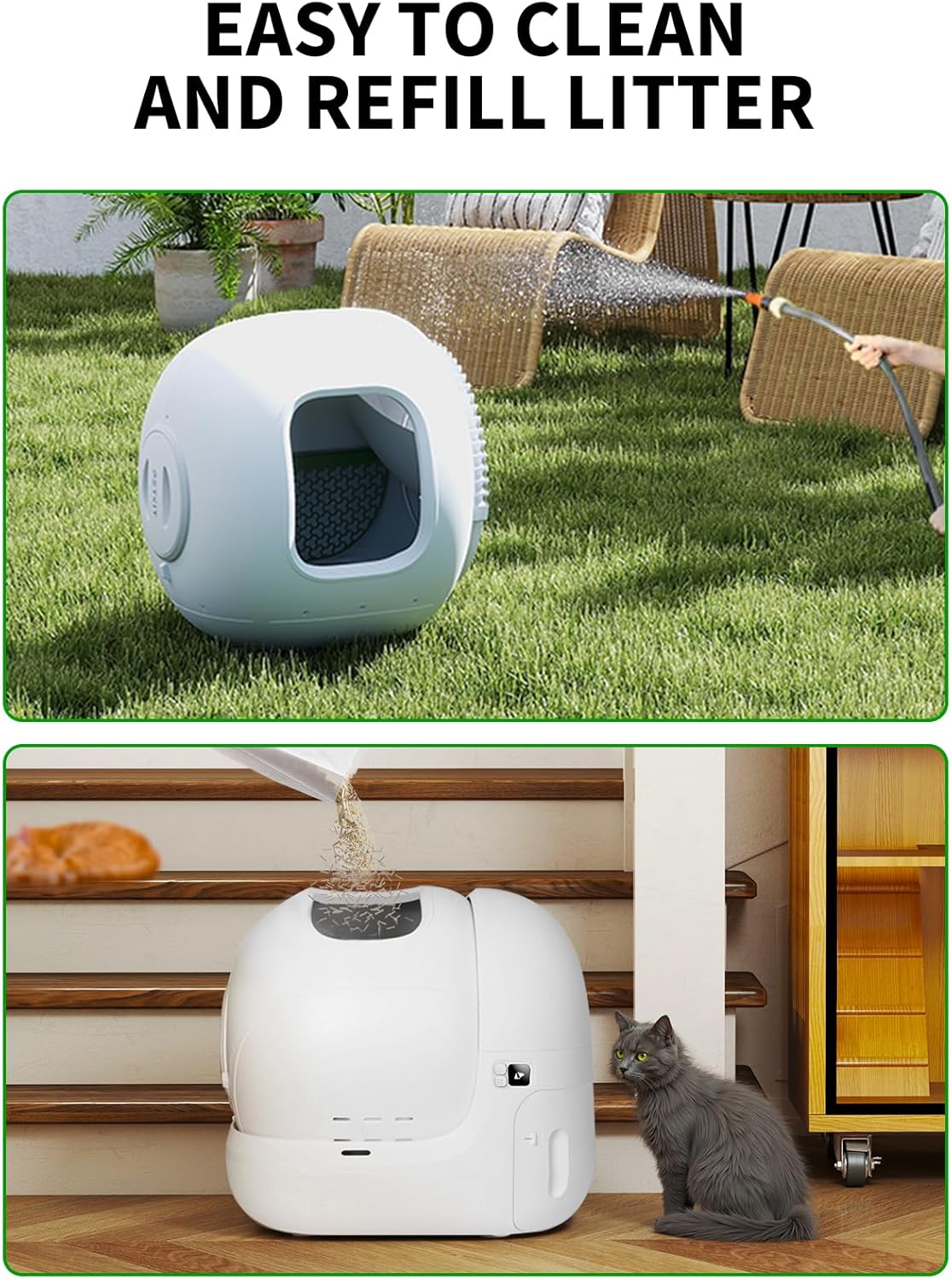 Puramax 2 Automatic Self Cleaning Litter Box, Anti-Leakage Multi-Cat Compatible Smart Cats Litter Box, Safety Sensors App Control Include Triple Odor Removal Litter Mat Trash Bags